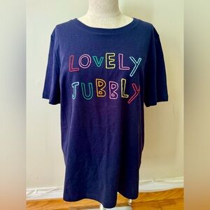 Boden Lovely Jubbly Navy Blue T-shirt Short Sleeve Top Size M EUC
